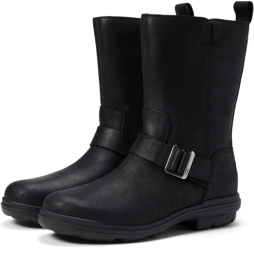 Ugg Hapsburg Mid Boot Black Leather 7 Like New